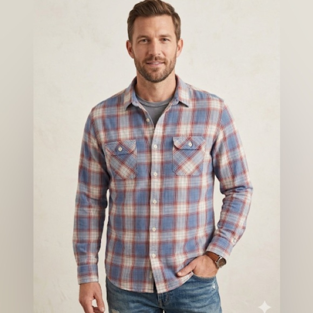 Lucky Brand Blue & Red Plaid Button-Down Shirt